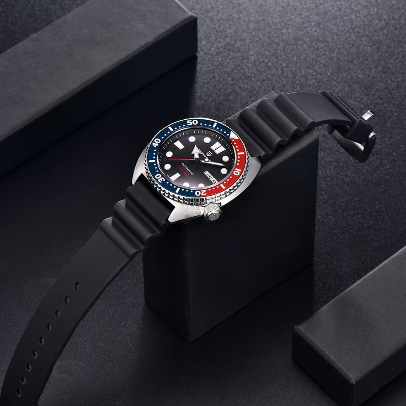 Pagani Design Turtle Black Strap Automatic Pepsi Bezel Men's Watch-  PD-1696